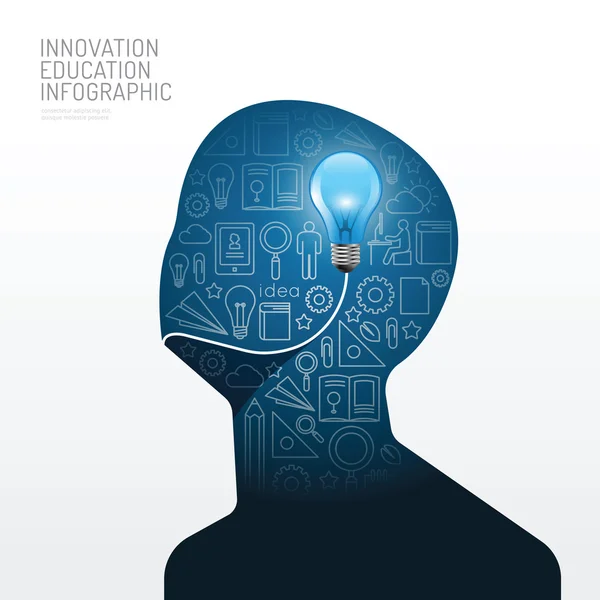 Homem infográfico com lâmpada —  Vetores de Stock