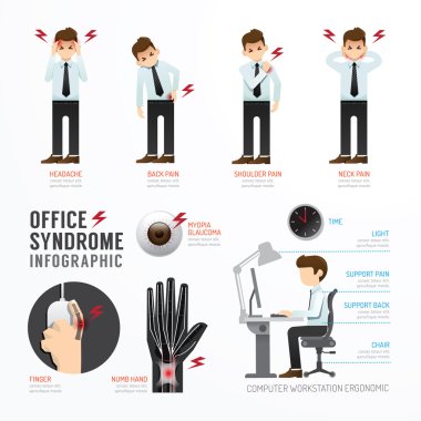 Infographic office syndrome Template clipart