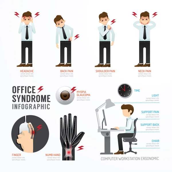 Vorlage: Infografisches Büro-Syndrom — Stockvektor