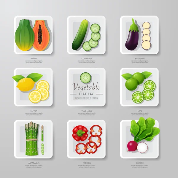 Infographic voedsel fruit plat leggen idee — Stockvector