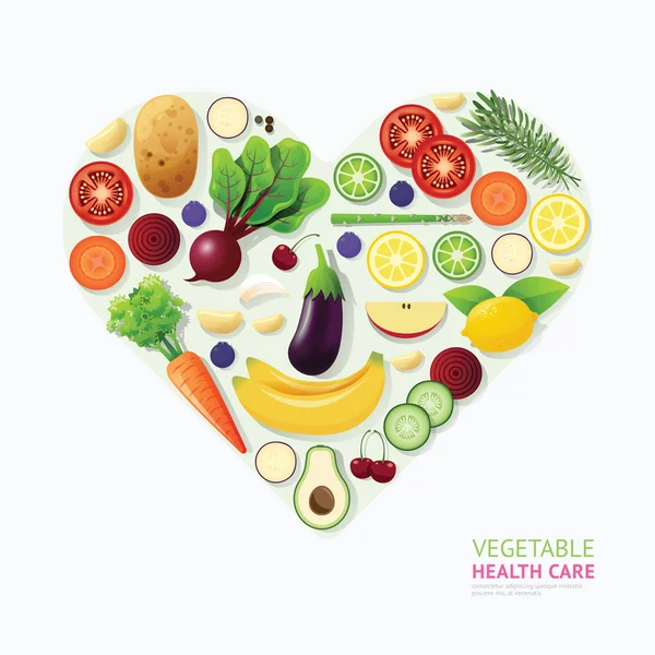 Infographie des légumes et fruits alimentaires — Image vectorielle