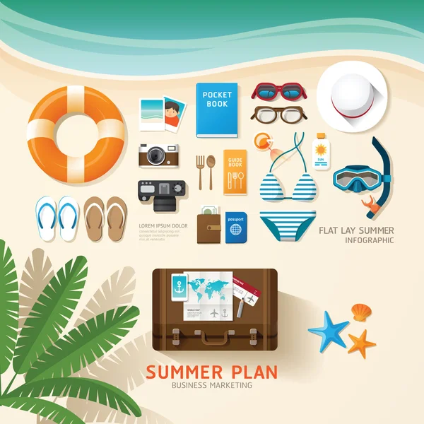 Infographic travel planning a summer vacation — Stock Vector