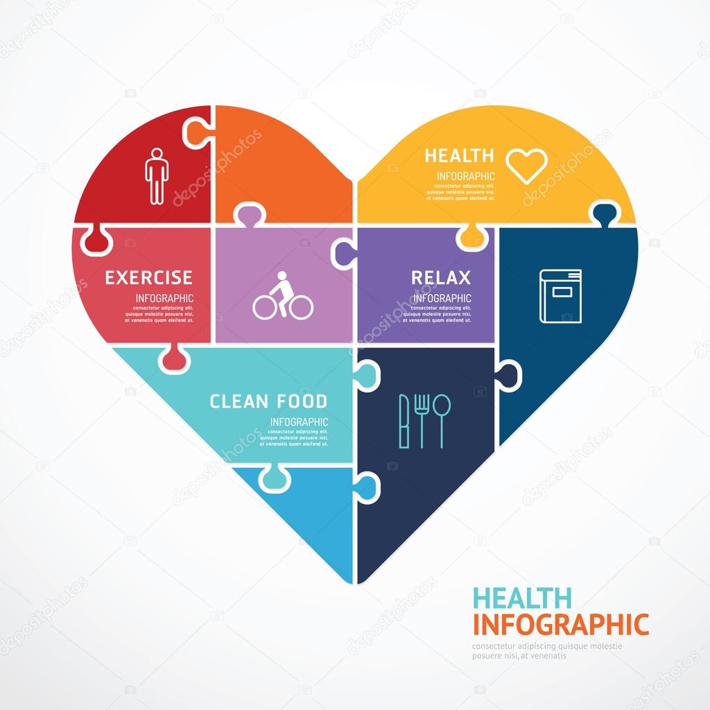 Health Infographic Template with heart shape