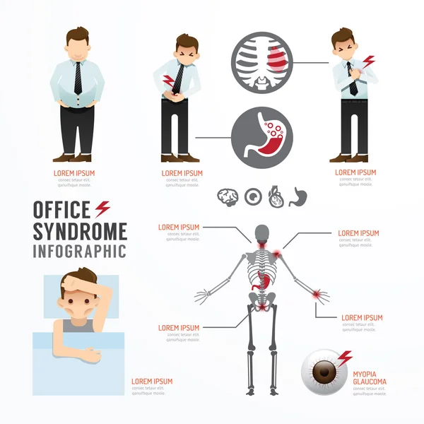 Infografik Büro-Syndrom Template Design — Stockvektor