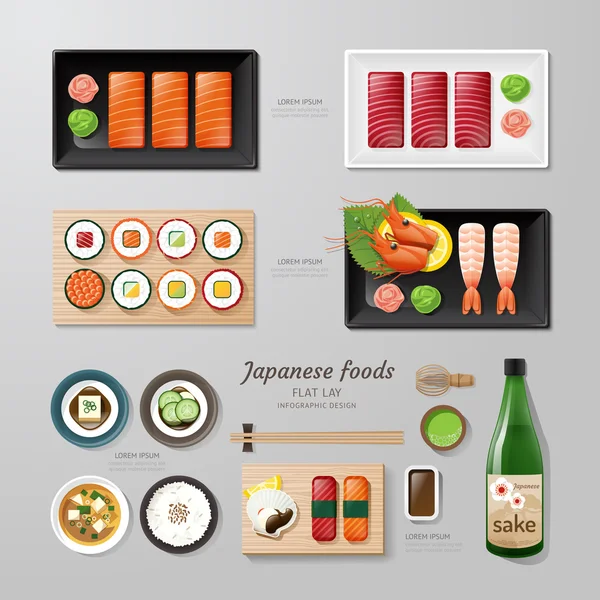 Infográfico alimentos japoneses — Vetor de Stock