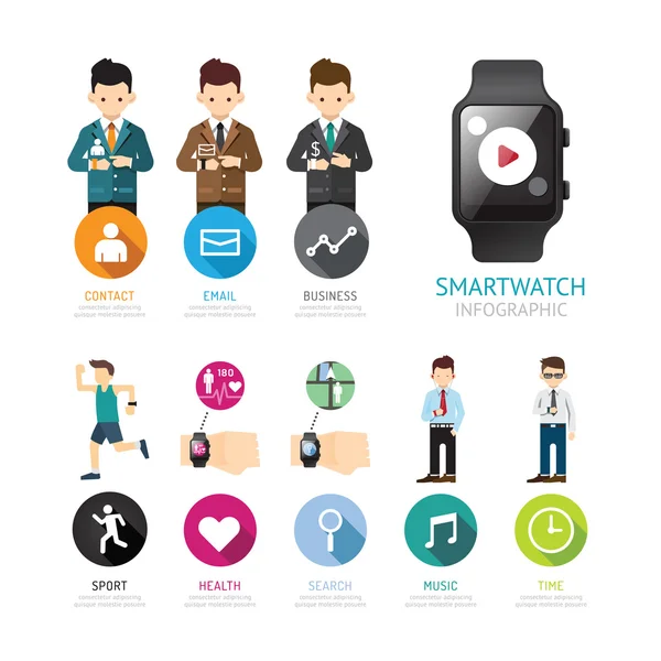 Smartwatch infographic menu connection — Stock Vector