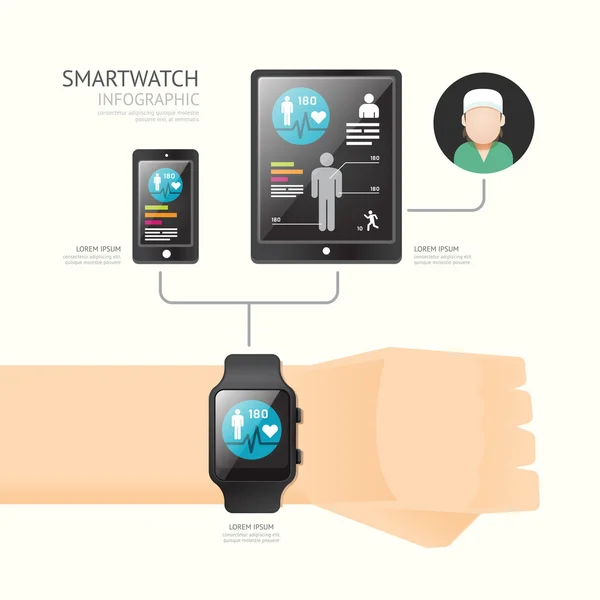 Infografía de Smartwatch con iconos — Vector de stock