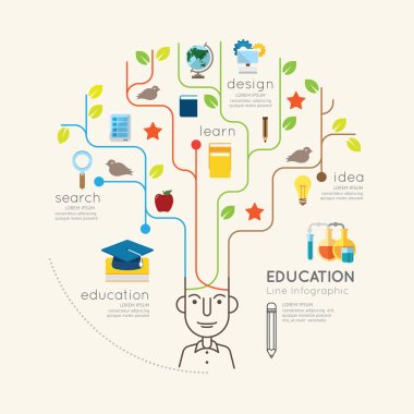 Infographic Education People and Pencil Tree