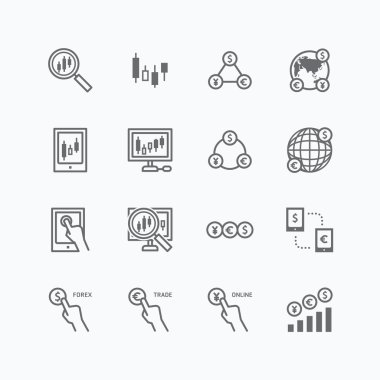 İş Finans online ticaret Icons set