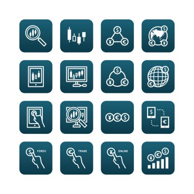 İş Finans online ticaret Icons set