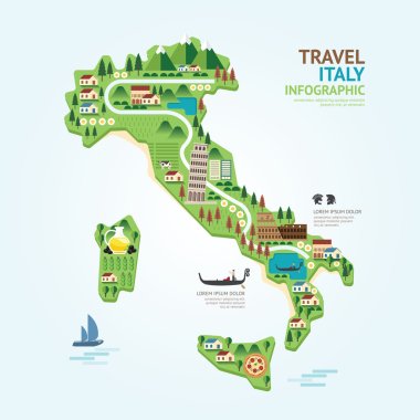Infographic italy map shape template design.