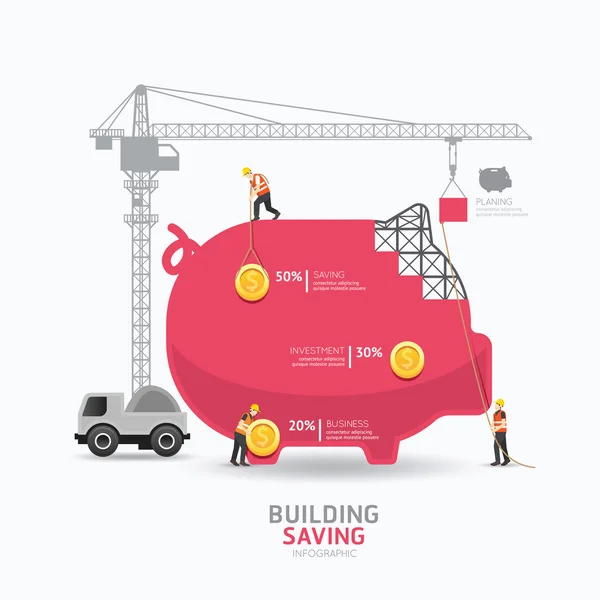 Infographic business piggy bank vorm sjabloon — Stockvector