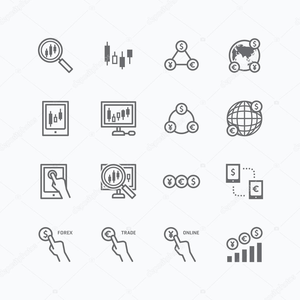 Icons set of business finance online trading