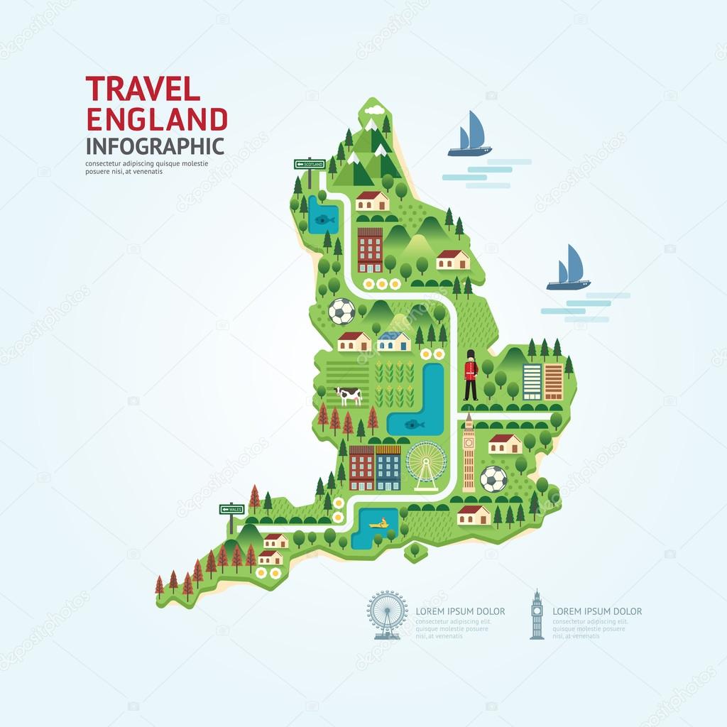 Infographic England map shape template design.