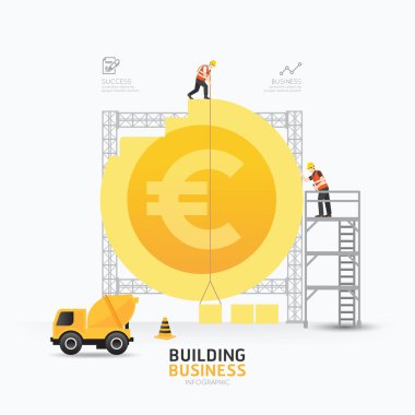 Infographic iş euro para şekil şablon
