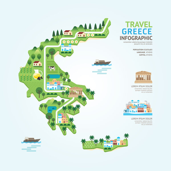 Infographic travel and landmark greece map