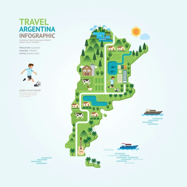 Infographic travel and landmark argentina map — 图库矢量图片