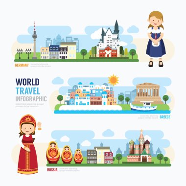 Seyahat ve Europe Simgesel Yapı şablonu Infographic.
