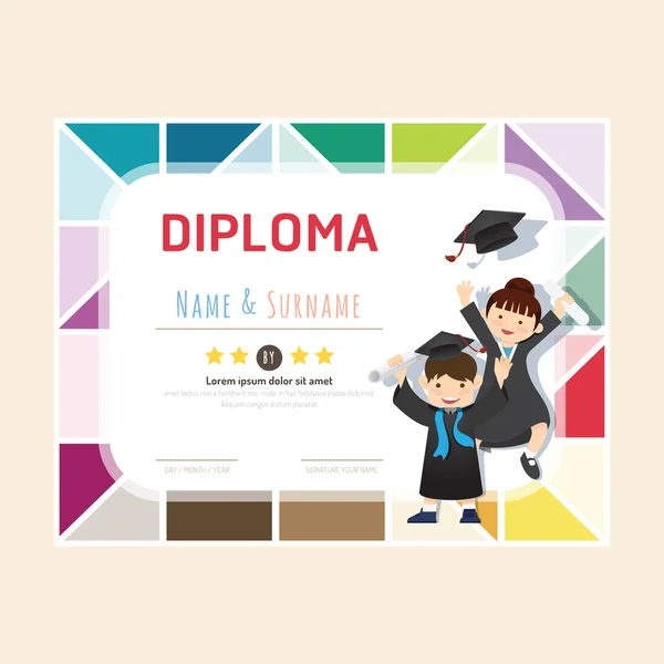 Certificado de diploma de niños — Vector de stock