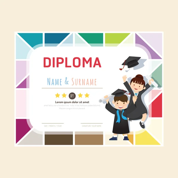 Certificado de diploma de niños — Archivo Imágenes Vectoriales