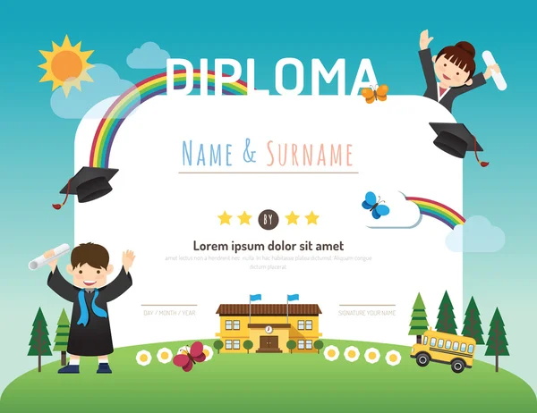 Certificado de diploma de niños — Vector de stock