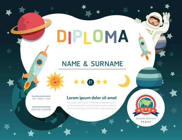 Certificado de diploma de niños — Vector de stock