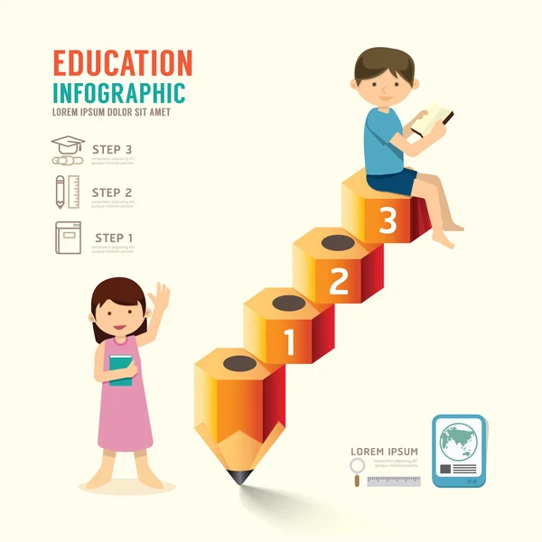 Infographic potlood met kind idee. — Stockvector