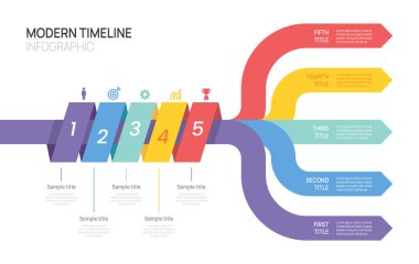 Infographic template 5 steps timeline options, Infographics business presentation with icon elements vector illustration.