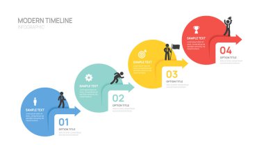 Bilgi grafikleri çemberi etiketi ok simgesi işi başarı şablonuna 4 adım.