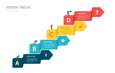 Infographics ok sembolü zaman çizelgesi işi başarıya giden 4 adım.