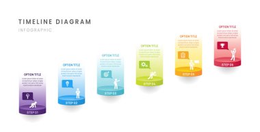 İş yolu haritası zaman çizelgesi bilgileri 6 adım dönüm noktası elemanları, afiş, diyagram ve simge, vektör.