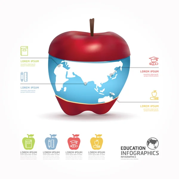 Infografía abstracta Mundo del diseño con plantilla de manzana / puede ser — Vector de stock