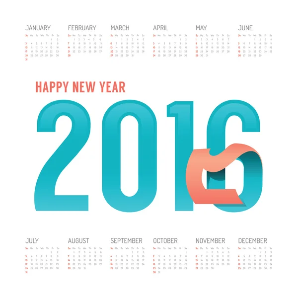 2016 Calendar colorful happy new year vector design. — Stock Vector