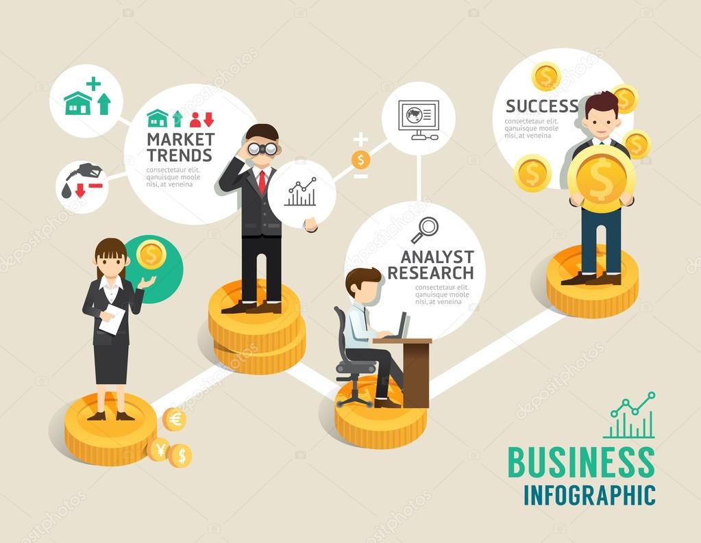 Business stock market board game flat line icons concept infographic