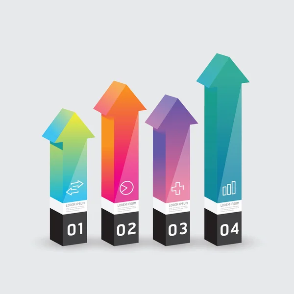 Modelo de infográfico vetorial Caixa de seta moderna Design Estílico mínimo — Vetor de Stock