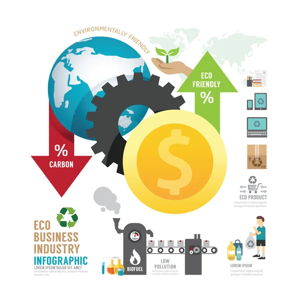 Infografía concepto de industria eco-empresarial con vector de iconos — Vector de stock