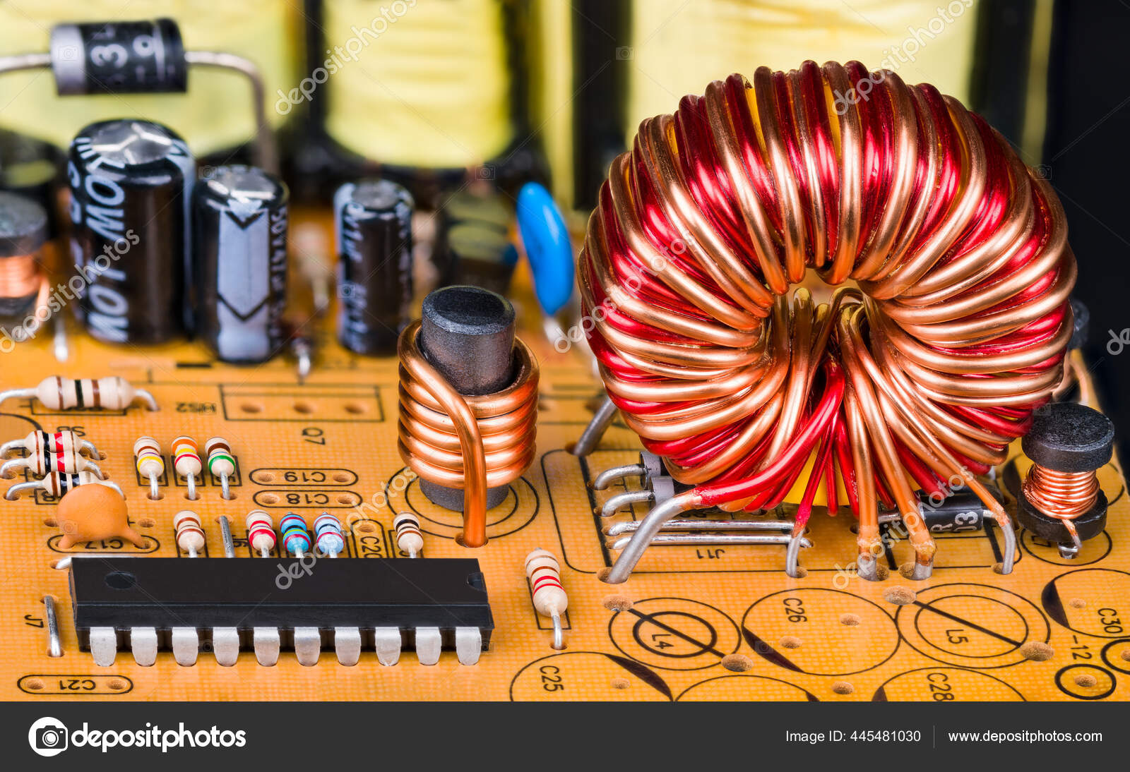 Toroidal Cylindric Inductors Printed Circuit Board Electronic