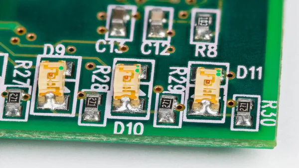 Small Light Emitting Diodes Printed Circuit Board Surface Mount Technology — Stock Photo, Image