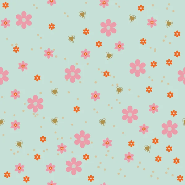 Fleur et coeurs fond abstrait — Image vectorielle