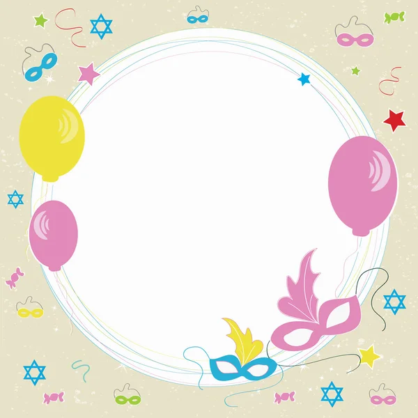 Purim disegno biglietto di auguri con sfondo decorativo . — Vettoriale Stock