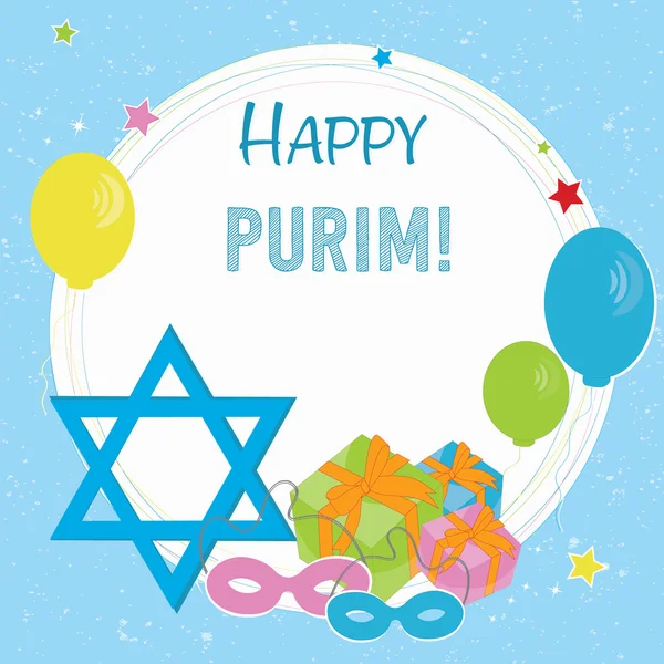 Happy Purim desain kartu ucapan - Stok Vektor