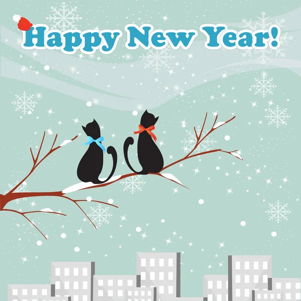 Cats new year — Stock Vector