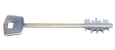 Beyaz arkaplanda izole edilmiş eski anahtar