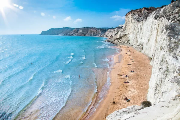 Λευκή Παραλία Scala Dei Turchi Για Σικελία Ιταλία — Φωτογραφία Αρχείου