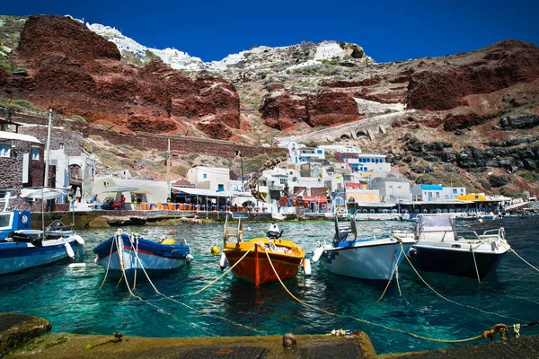 Village Ammoudi Avec Bateaux Pêche Sur Île Santorin Grèce — Photo