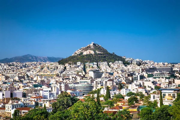 Miasto Aten Wzgórze Lycabettus Znane Również Jako Lykabettos Lycabettos Lub — Zdjęcie stockowe
