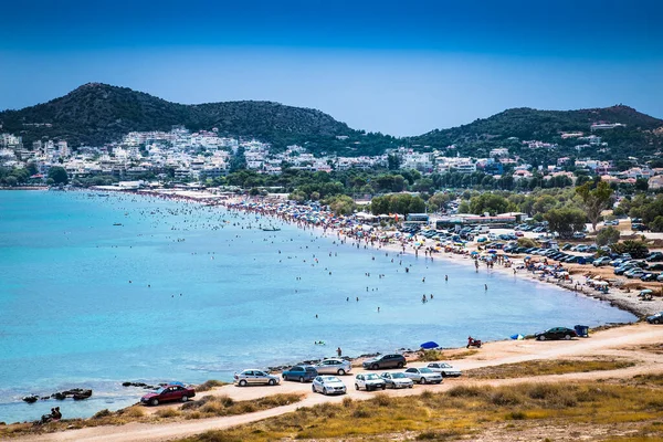 Vari Grekland Juni 2016 Panoramautsikt Över Stranden Yabanaki Och Varkizas — Stockfoto