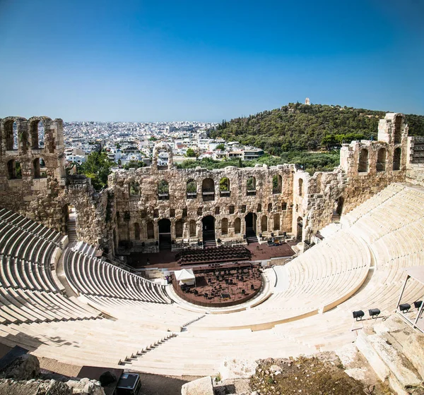 Panoramautsikt Över Odeon Herodes Atticus Vid Akropolis Aten Greklands Det — Stockfoto