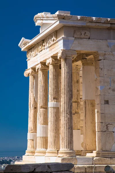 Athena Nike Propylaea Temploma Ősi Bejárat Tönkreteszi Akropoliszt Athénban Görögországban — Stock Fotó