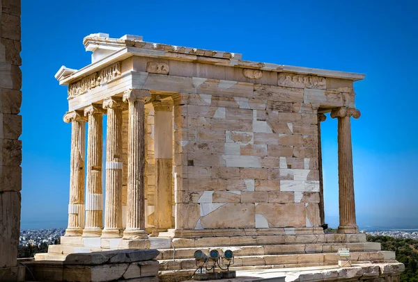 Ναός Αθηνάς Νίκης Προπύλαια Αρχαία Πύλη Εισόδου Καταστρέφει Την Ακρόπολη — Φωτογραφία Αρχείου